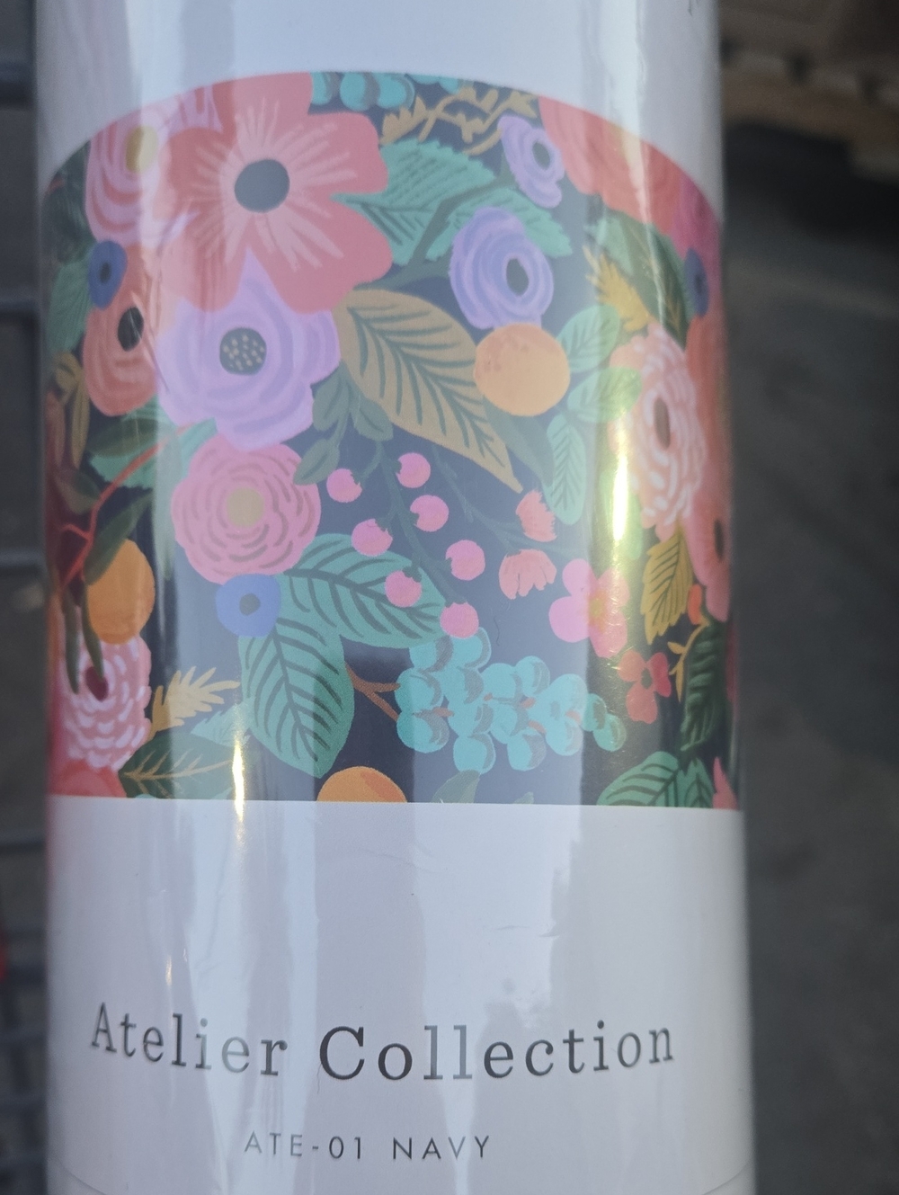 Rifle Paper Co. Navy Floral Wallpaper Roll with Pink, Coral & Teal Accents